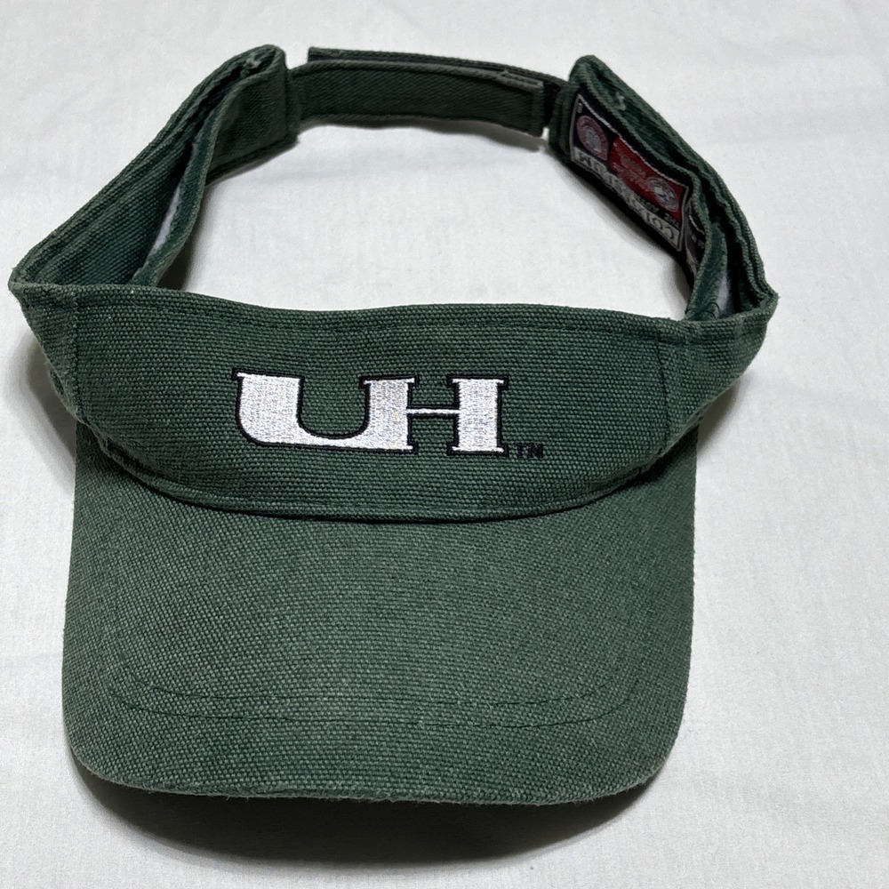Uni Of Hawaii Visor Cap Hat Adult OS Green Embroidered‎ Rainbow Warriors Vtg